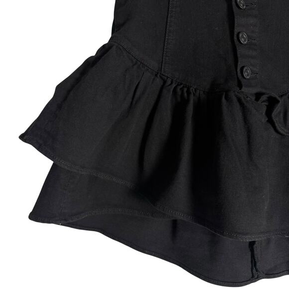 Mother The Pixie Minx Pitch Black Ruffle Tiered Button Front Mini Skirt Size 25 - Picture 5 of 11